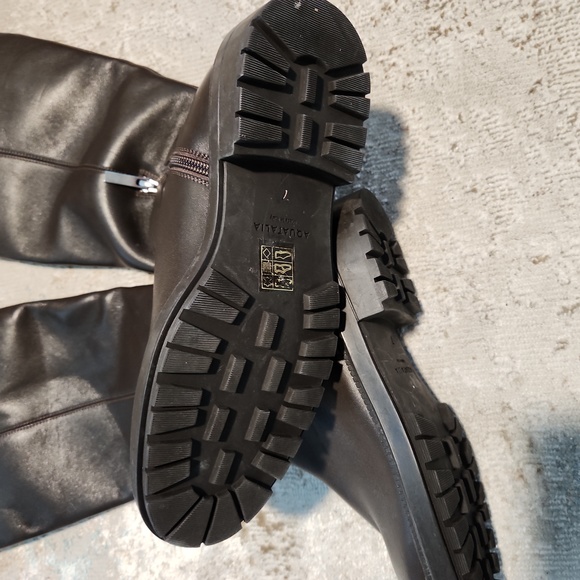 Aquatalia Lianna Riding Boots Brown Leather Zip Low Heel Lug Sole. SIZE 7 - Picture 2 of 7